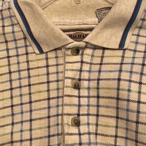 Vintage Halifax Outfitters men’s polo shirt cream and blue EUC